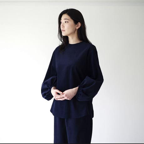 fruits of life   コーデュロイギャザースリーブ  鉄紺色 /ネイビー