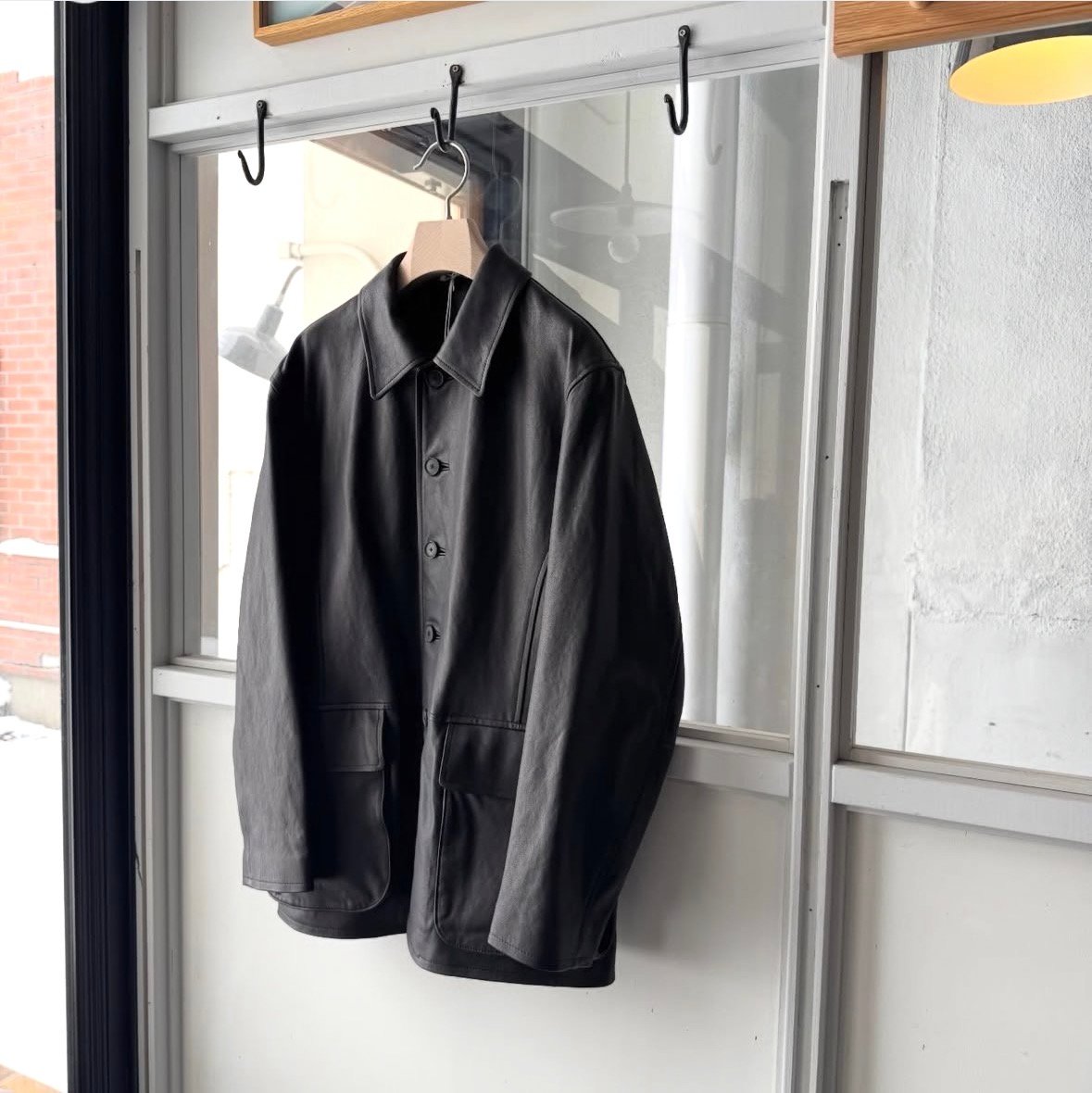 AURALEE TEXTURED LAMB LEATHER BLOUSON | Less H
