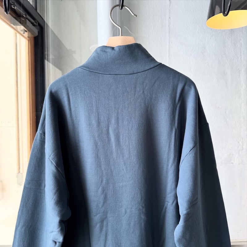 AURALEE ELASTIC HIGH GAUGE SWEAT HALF ZIP P/O |