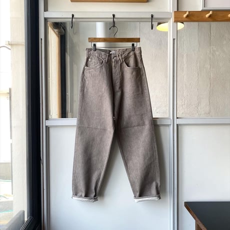 AURALEE 　HARD TWIST BROWN DENIM WIDE PANTS