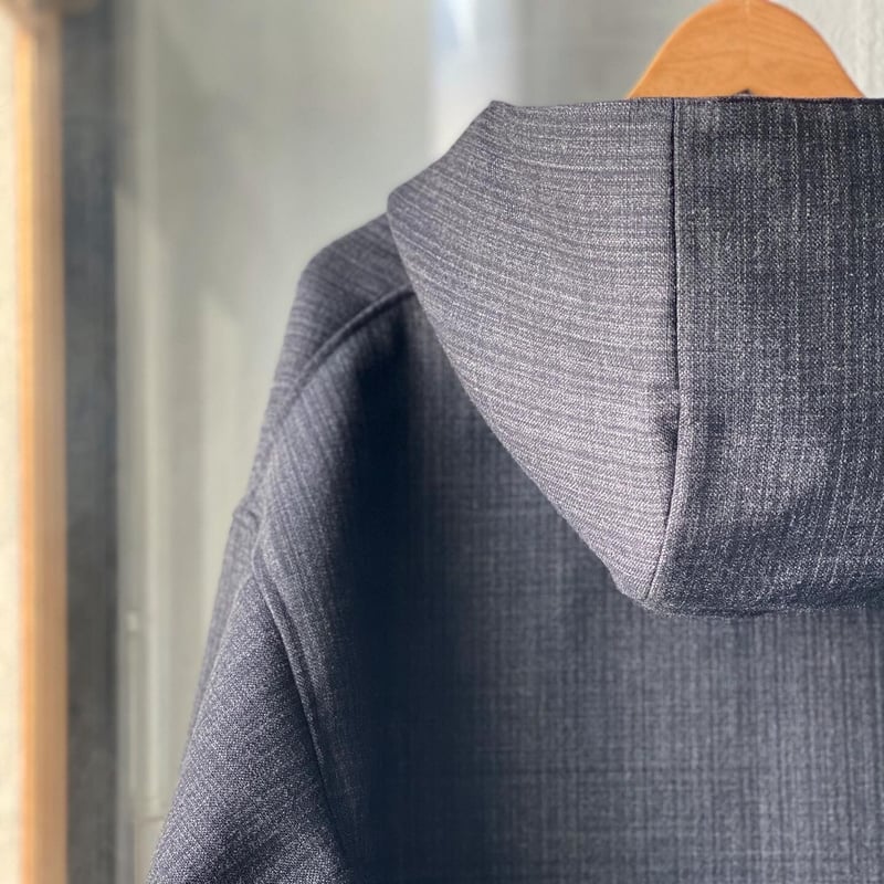 AURALEE BLUEFACED WOOL DOUBLE CLOTH ZIP HOODI...