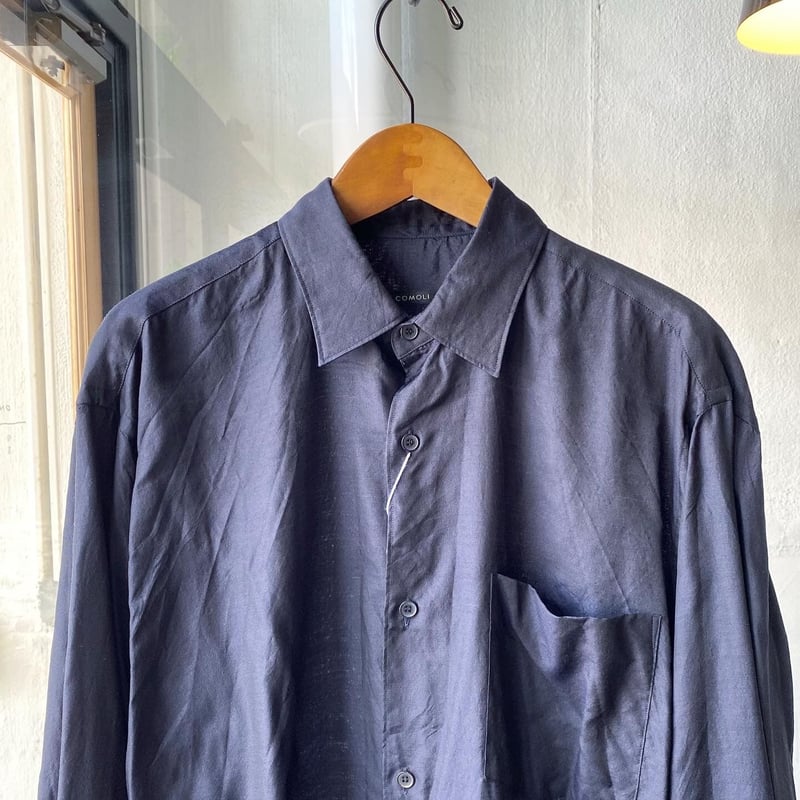 COMOLI ウールシルク コモリシャツ size 1 navy COMOLI ウールシルク コモリシャツ size 1 navy