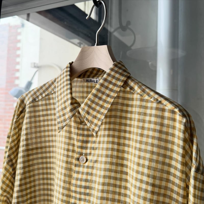 AURALEE AIRY LIGHT COTTON CHECK BIG SHIRT | Les
