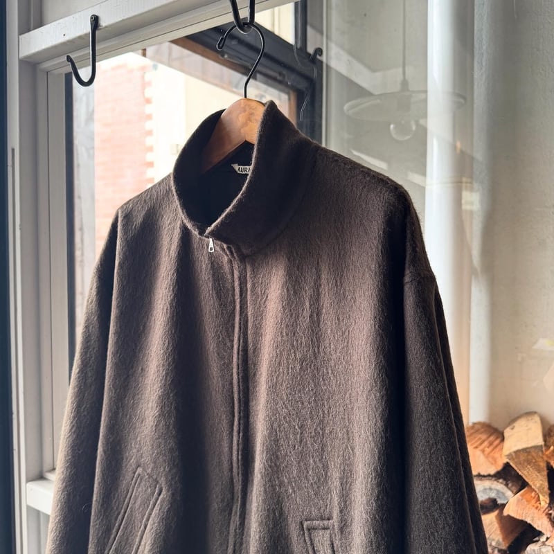 ジャケット・アウター 24AW AURALEE BABY CAMEL ZIP BLOUSON 4 Baby Camel Flannel Zip Blouson in Dark Brown