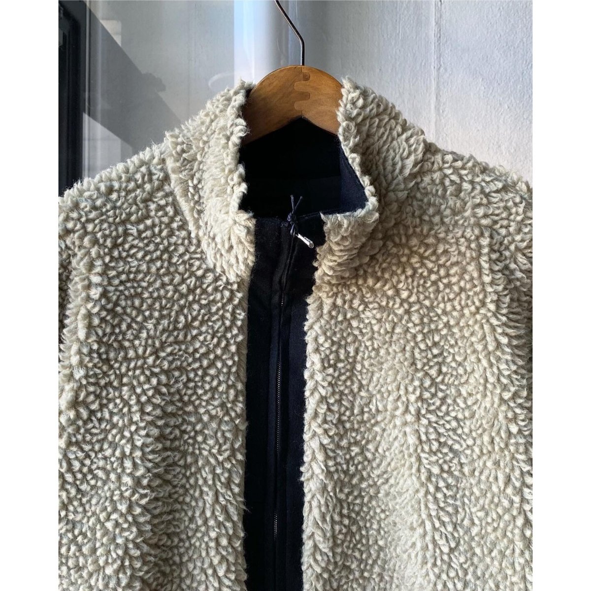 ssstein WOOL BOA ZIP LONG JACKET - ST.418