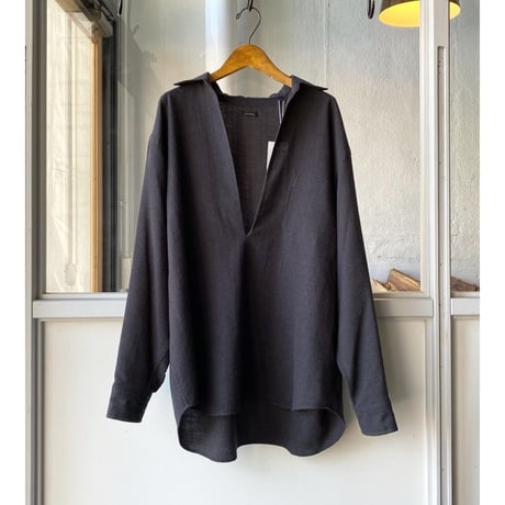 COMOLI   ウールビエラ スキッパーシャツ