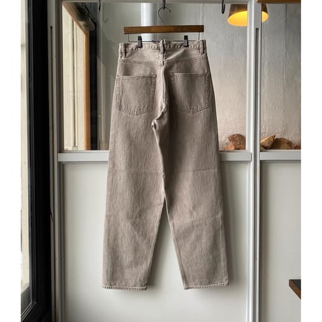 AURALEE  HARD TWIST FADED BROWN DENIM WIDE PANTS