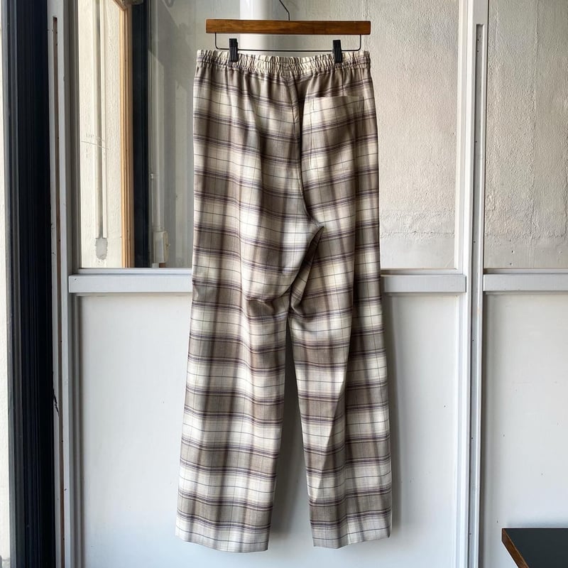 AURALEE SUPER LIGHT WOOL CHECK EASY SLACKS | L