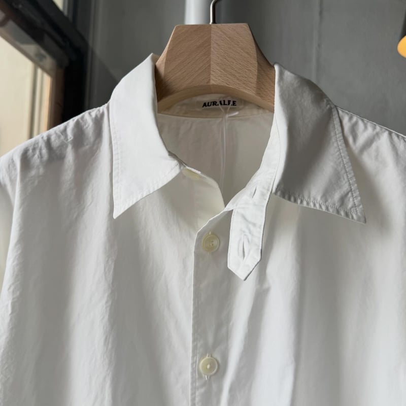 AURALEE GARMENT-DYED FINX SHUTTLE WEATHER SHIRT