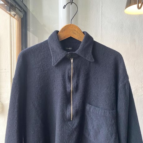 COMOLI　縮絨ウール ハーフジップシャツ