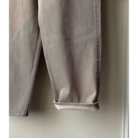 AURALEE  HARD TWIST FADED BROWN DENIM WIDE PANTS
