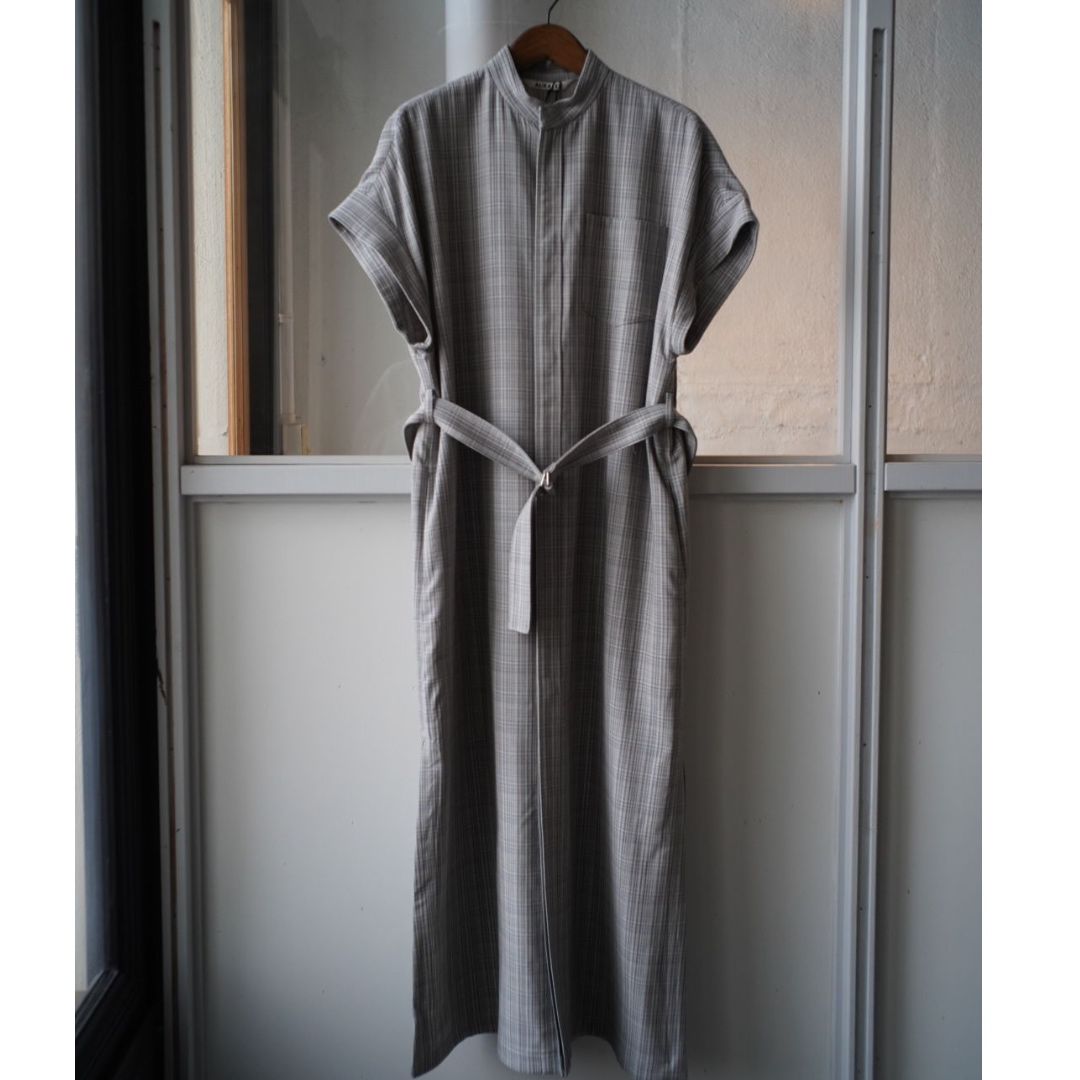 AURALEE HARD TWIST WOOL DOUBLE FACE CHECK SLEEV