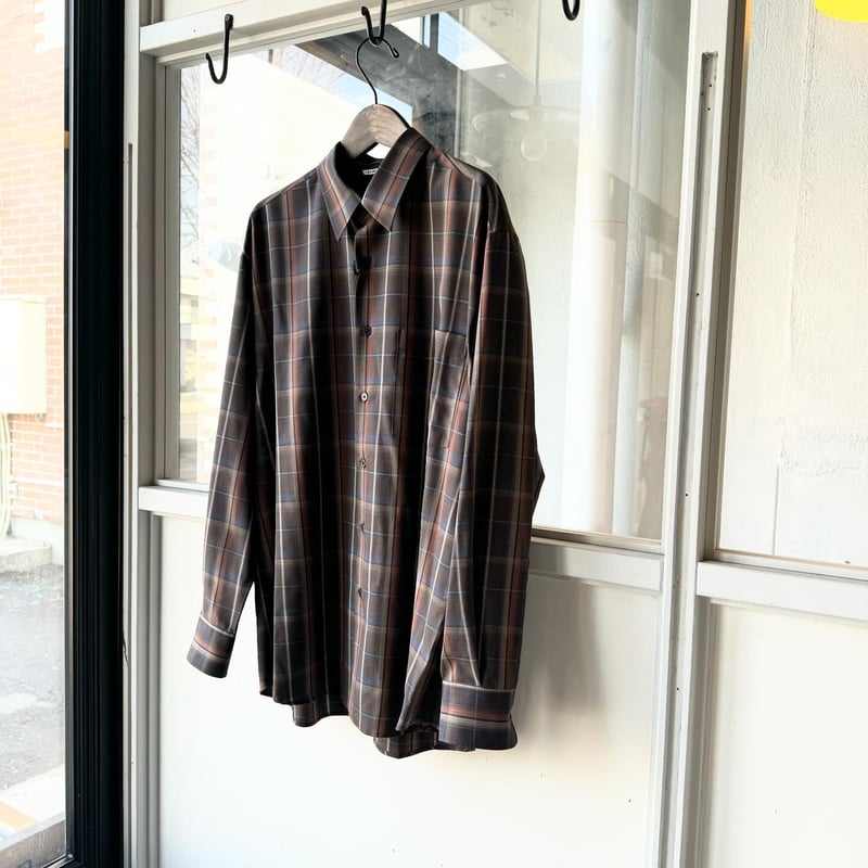 AURALEE SUPER LIGHT WOOL CHECK SHIRT | Less Hi