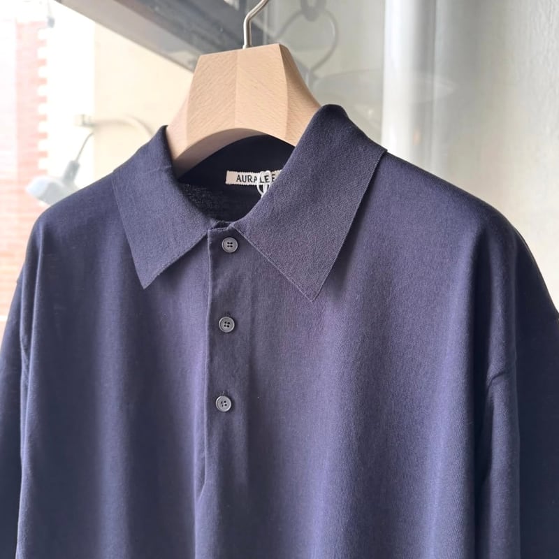 AURALEE GIZA HIGH GAUGE KNIT POLO | Less Higas