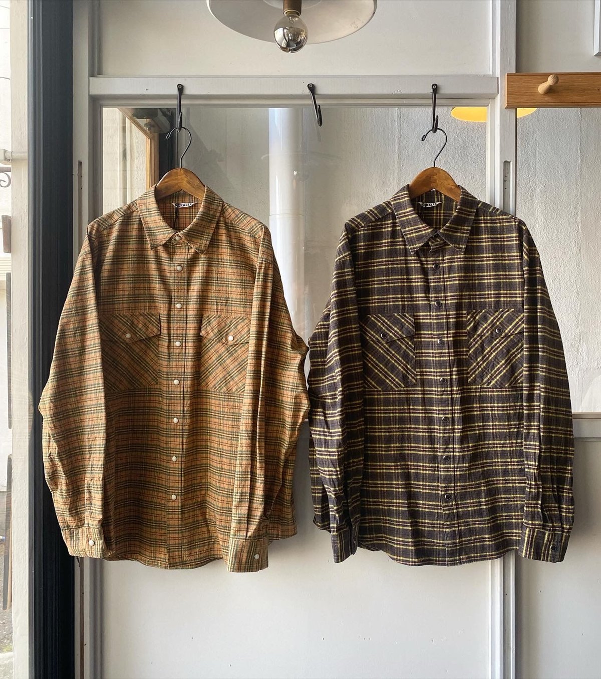 AURALEE SILK COTTON BRUSHED FLANNEL SHIRTS