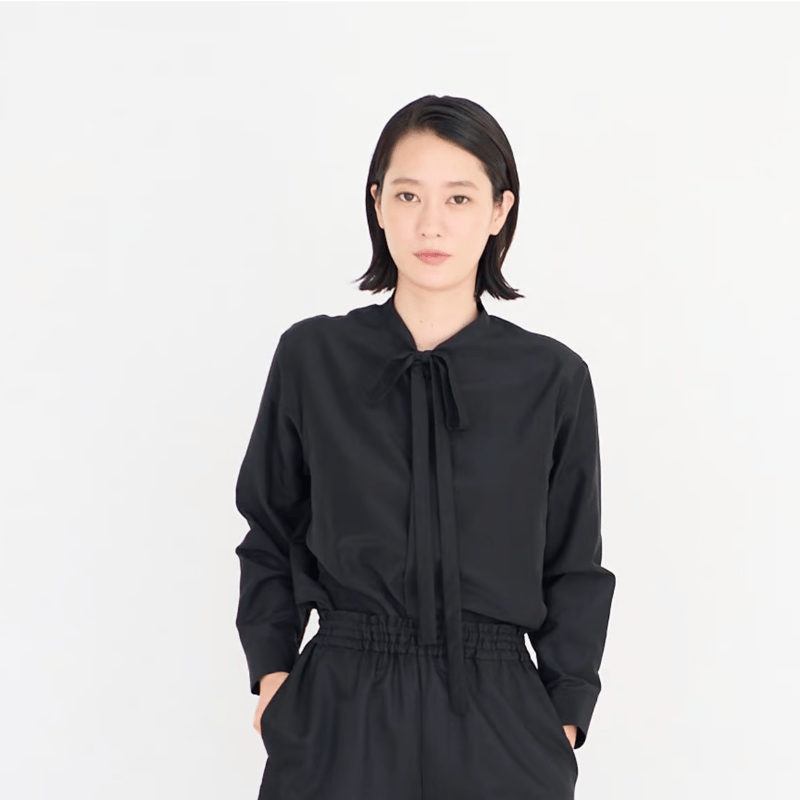 fruits of life コットンシルク　バンドカラーシャツ　ブラウス fruits of life コットンシルク バンドカラーシャツ ブラウス