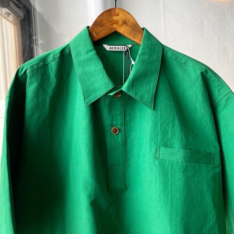 トップス AURALEE 18SS WEATHER CLOTH H/S SHIRTS rennes — Auralee | Finx Linen Weather Shirt in Dark Green
