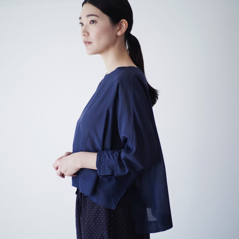 fruits of life コットンシルクドルマンスリーブ/濃藍色