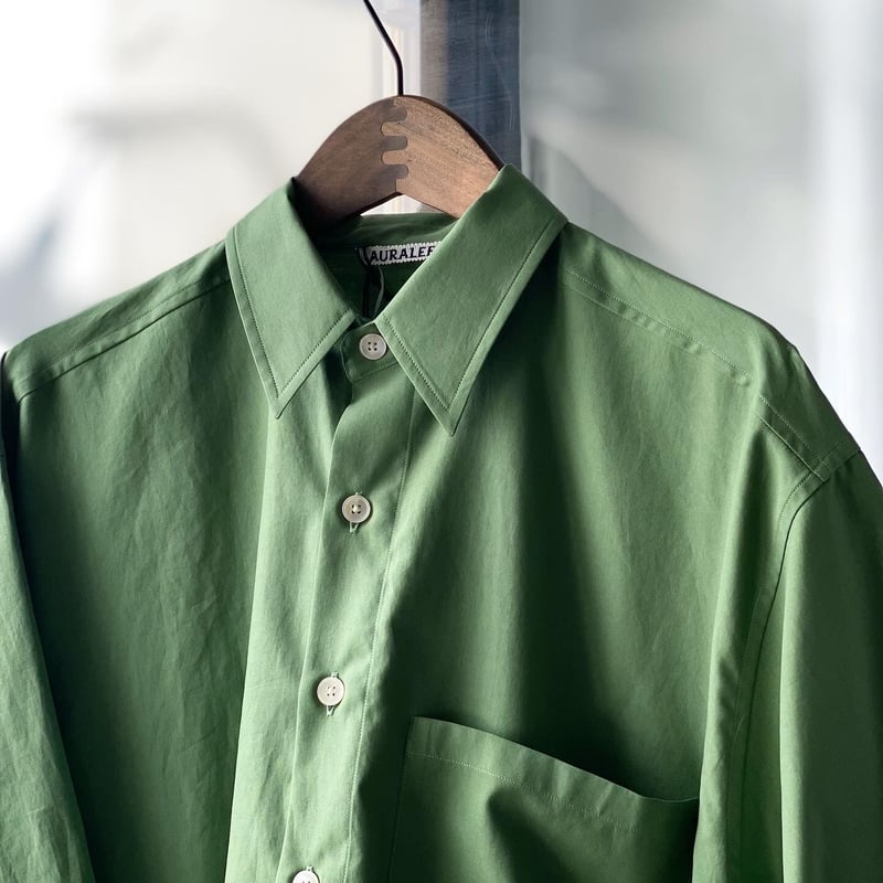 や*お様 AURALEE WASHED FINX TWILL P/O SHIRT Auralee Washed Finx Twill Big Shirt Blue | Cultizm