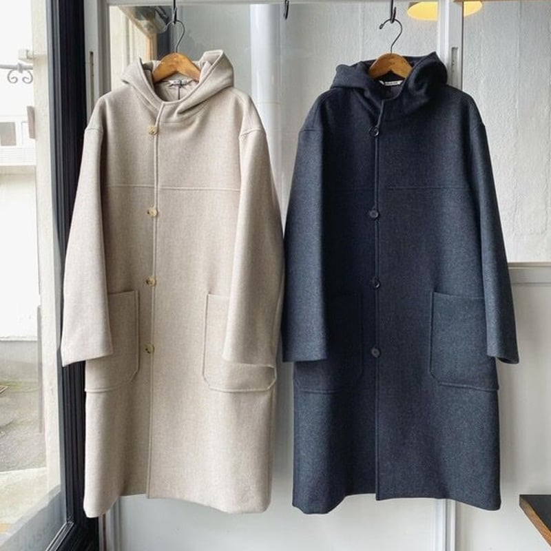 オーラリー　AURALEE  LIGHT MELTON HOODED COAT