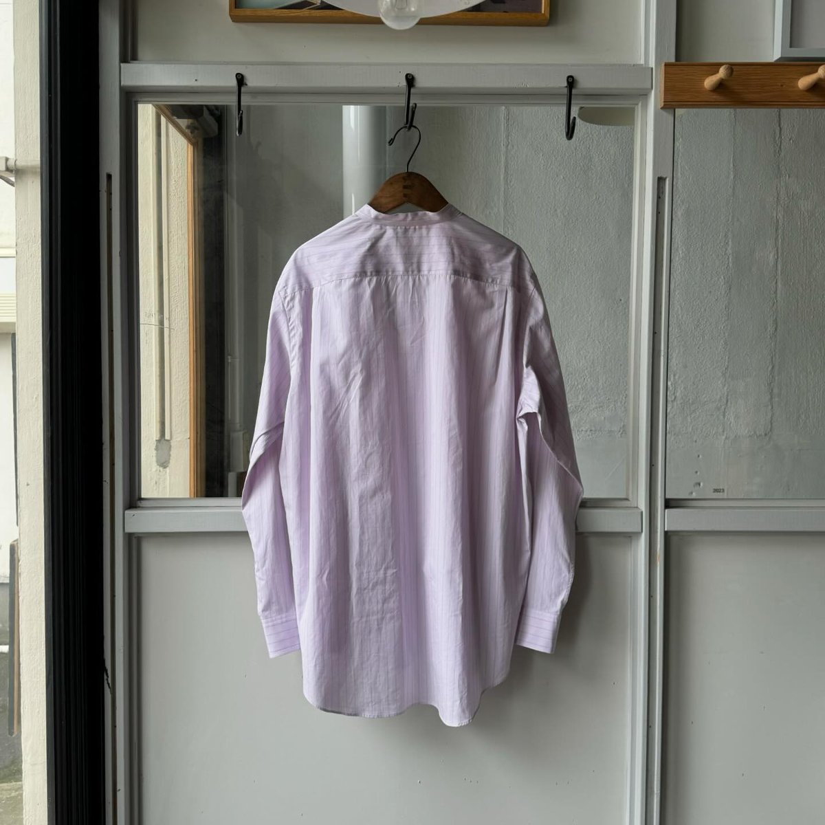 トップス SUVIN HIGH COUNT STRIPE STAND COLLAR AURALEE SUVIN HIGH COUNT CLOTH STRIPE STAND COL