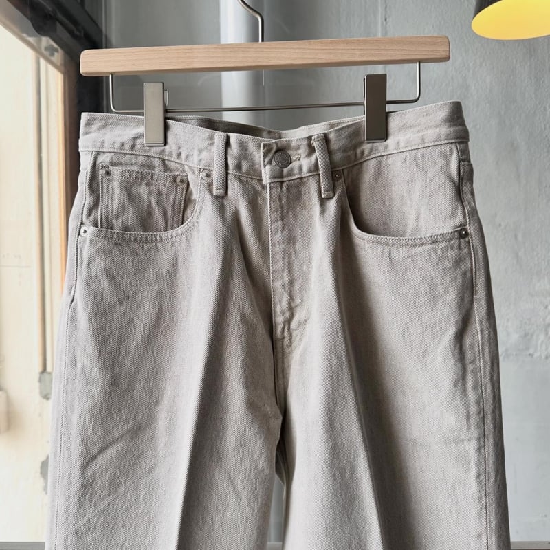 AURALEE FADED HARD TWIST BROWN DENIM 5P PANTS |