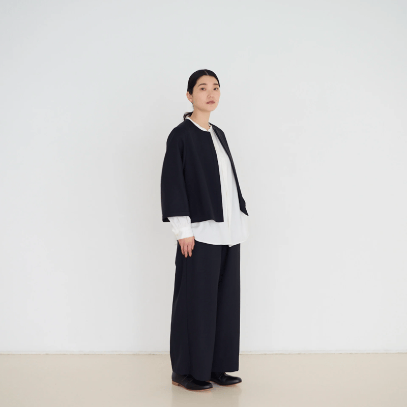 Freyネイビー ノーカラージャケット ゆったりフィット ジャケット ノーカラージャケット 「セットアップ対応・洗える・撥水