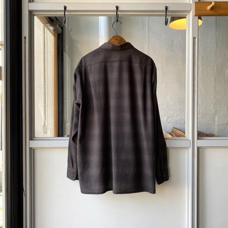 COMOLI   ウールチェック オープンカラーシャツ