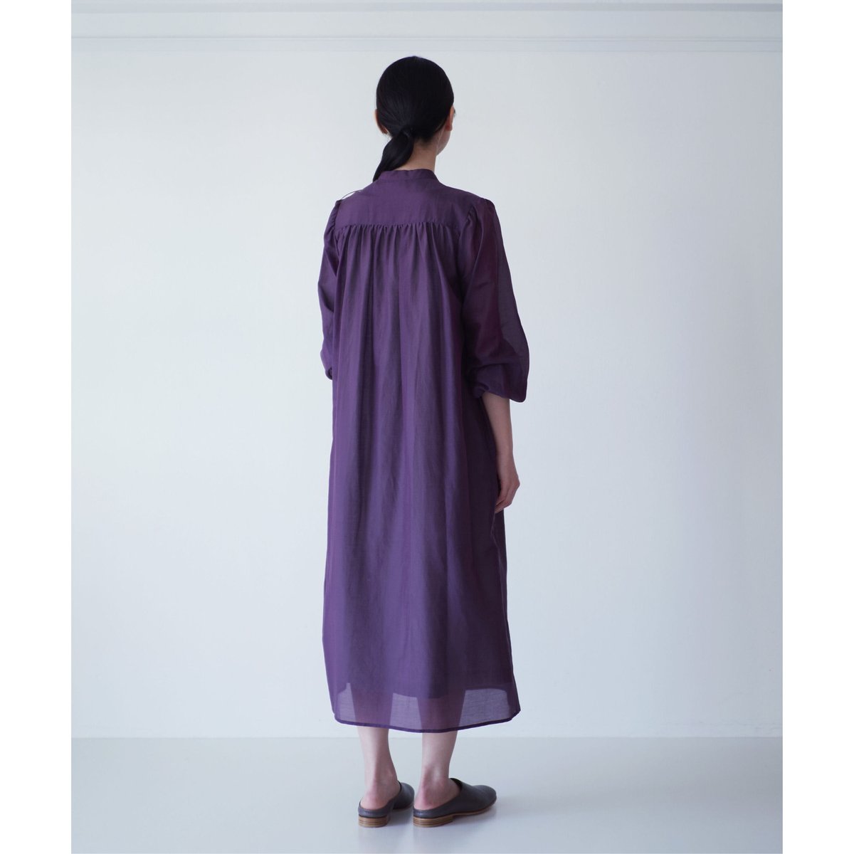 fruits of life ギャザーワンピース/小紫色(ボルドー) | Less Hig