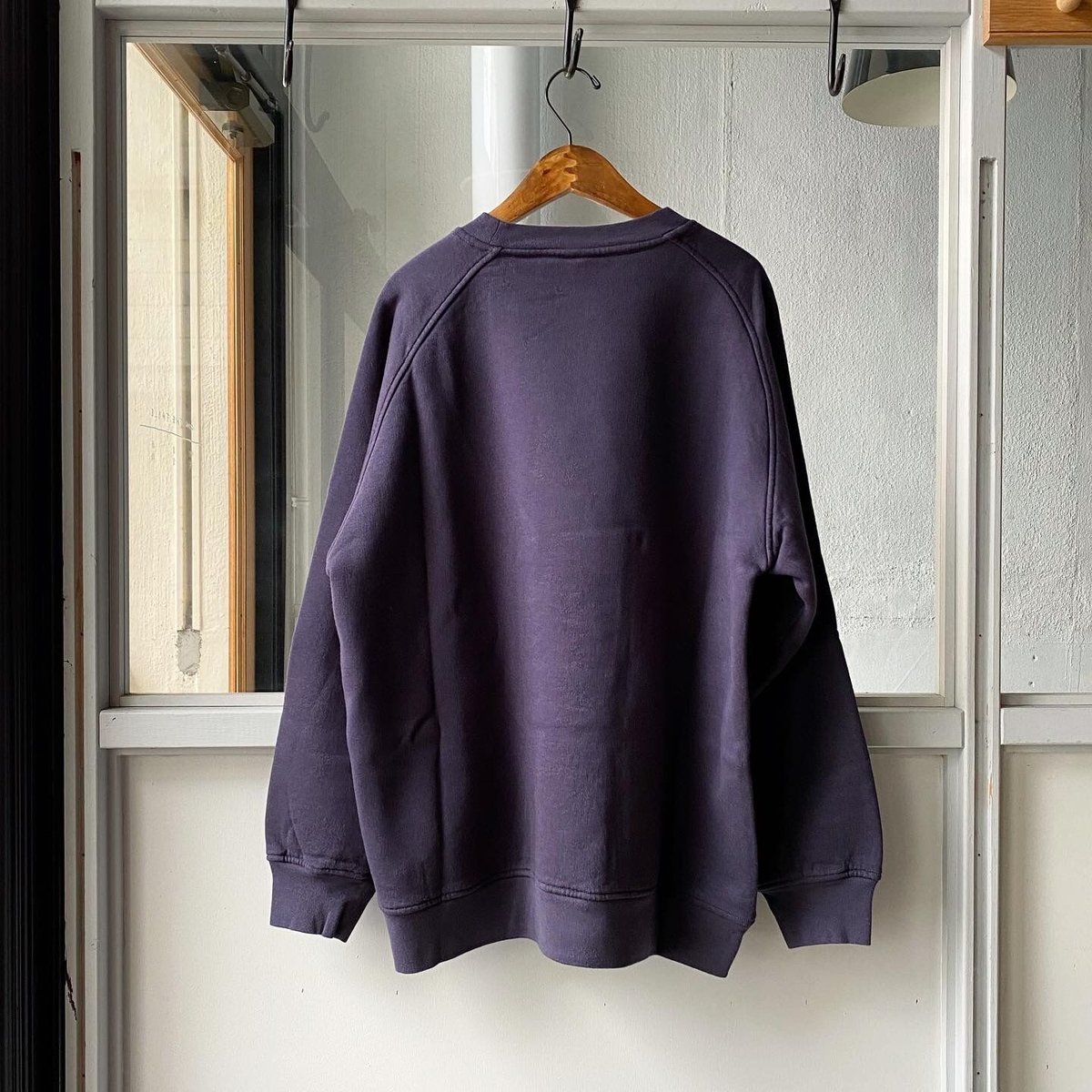 COMOLI コットン吊裏毛 クルーネック FADE NAVY | Less Higas...