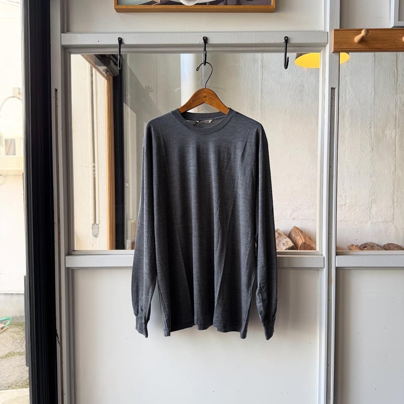 AURALEE WOOL SOFT JERSEY L/S TEE | Less Higash