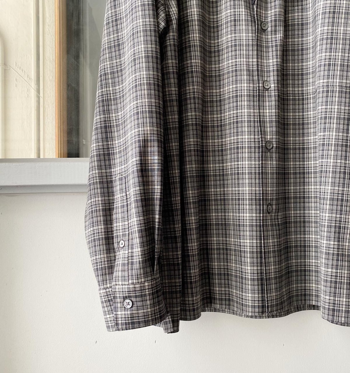 AURALEE WASHABLE SUPER LIGHT WOOL CHECK SHIRT