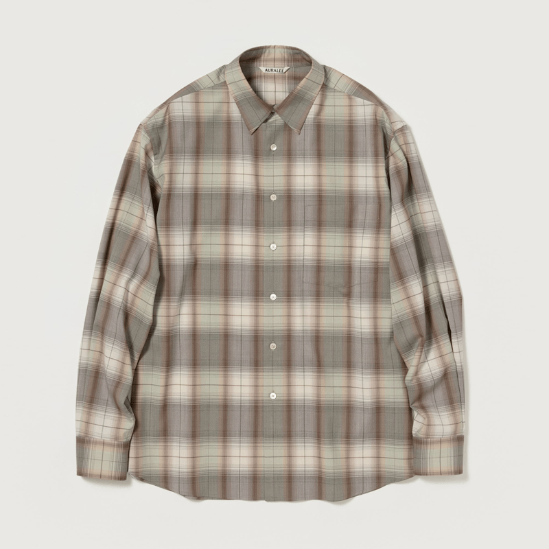 AURALEE SUPER LIGHT WOOL CHECK SHIRT | Less Hi AURALEE SUPER LIGHT WOOL CHECK SHIRT | Less Hi