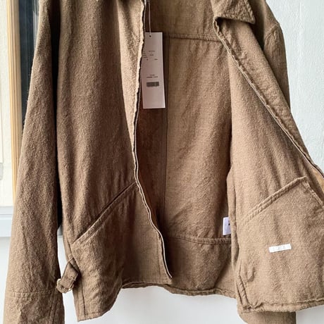COMOLI 　KHAKI縮絨ウール ジップショートジャケット