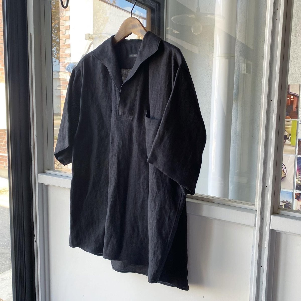 COMOLI 23SS カナパ半袖スキッパーシャツ ブラック サイズ3 新品