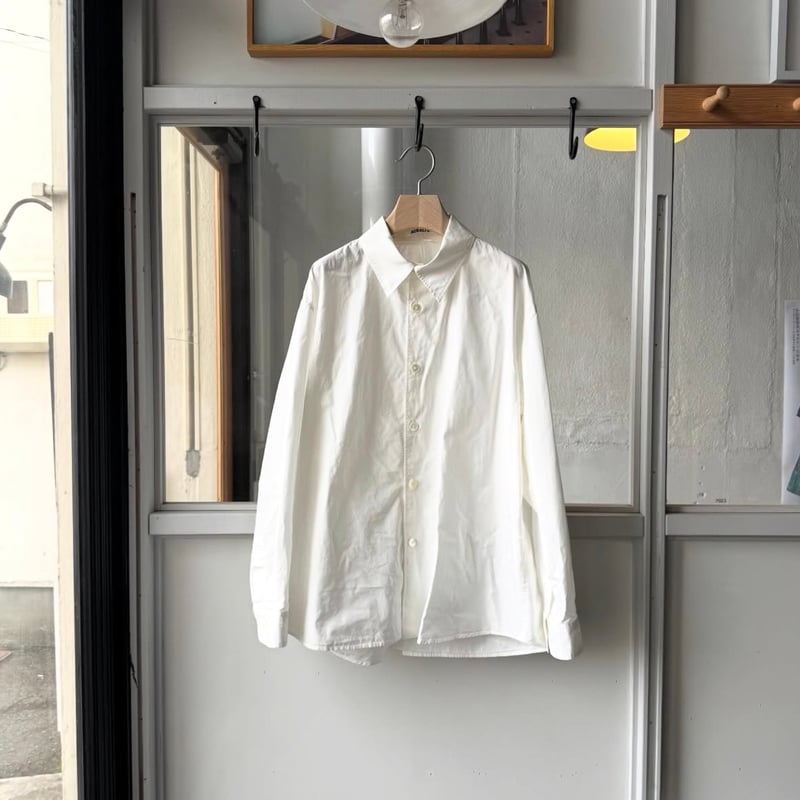 AURALEE GARMENT-DYED FINX SHUTTLE WEATHER SHIRT