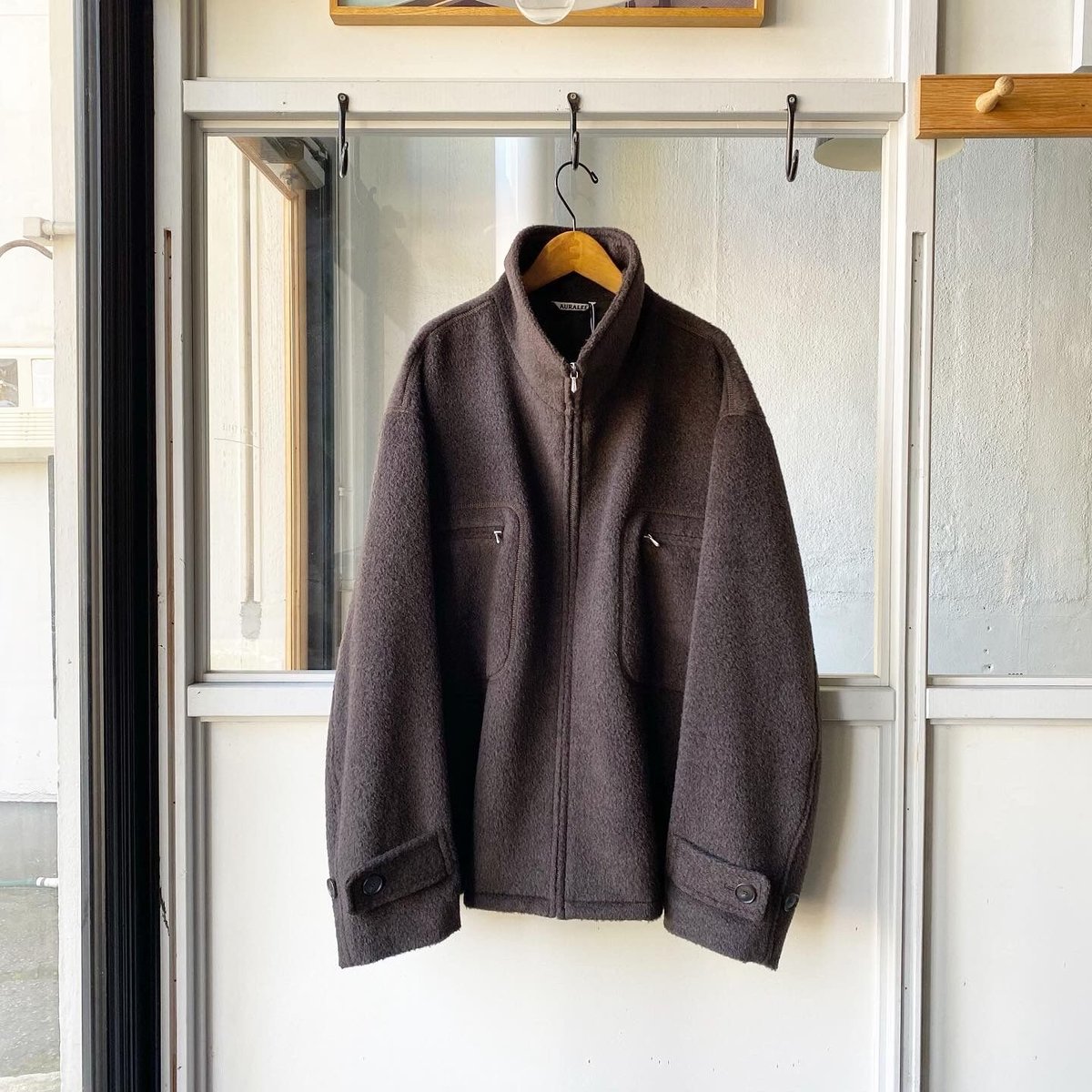 ジャケット・アウター AURALEE SURI ALPACA SHAGGY CHECK BLOUSON Suri alpaca shaggy check blouson
