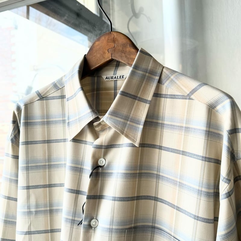 AURALEE SUPER LIGHT WOOL CHECK SHIRT | Less Hi AURALEE SUPER LIGHT WOOL CHECK SHIRT | Less Hi