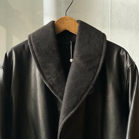 COMOLI   レザーショールカラーコート
