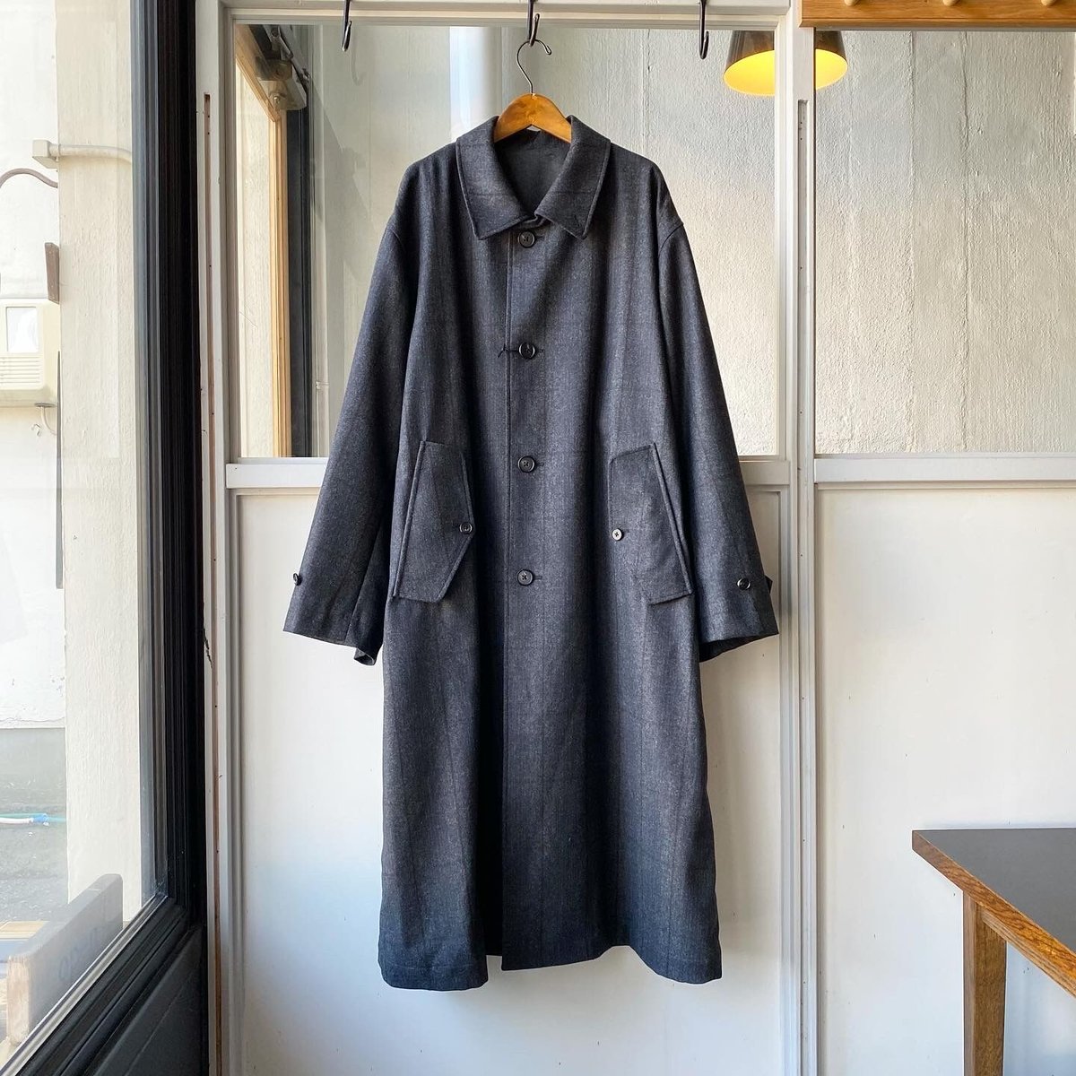 交渉可　stein Inverted Pleats Balmacaan Coat stein INVERTED PLEATS BALMACAAN COAT・HERRINGBONE - tity