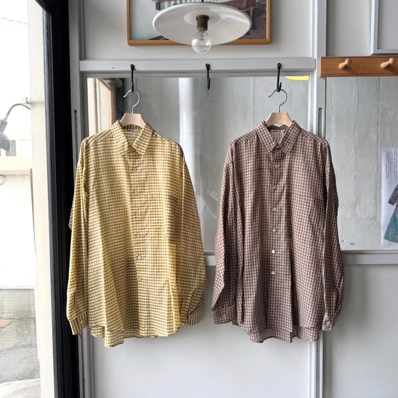 AURALEE AIRY LIGHT COTTON CHECK BIG SHIRT | Les