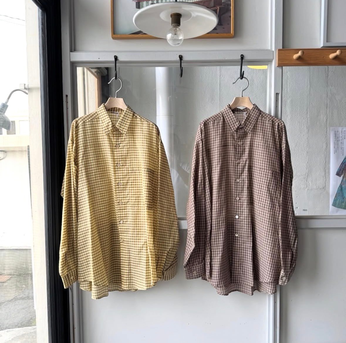 AURALEE AIRY LIGHT COTTON CHECK BIG SHIRT | Les