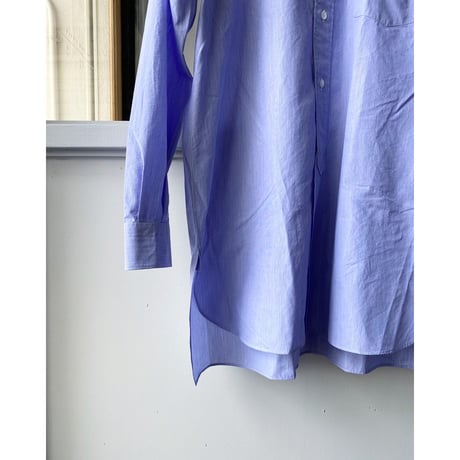 COMOLI　バンドカラーシャツ　SAX STRIPE
