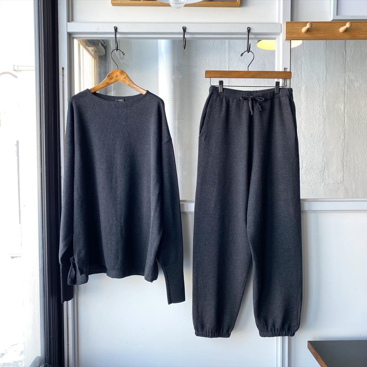 COMOLI (コモリ) ウール和紙 ニットパンツ [BLACK] COMOLI ウール和紙