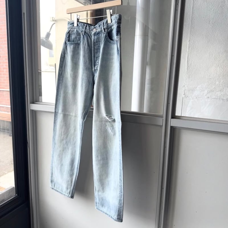 AURALEE FADED SELVEDGE LIGHT DENIM WIDE PANTS |