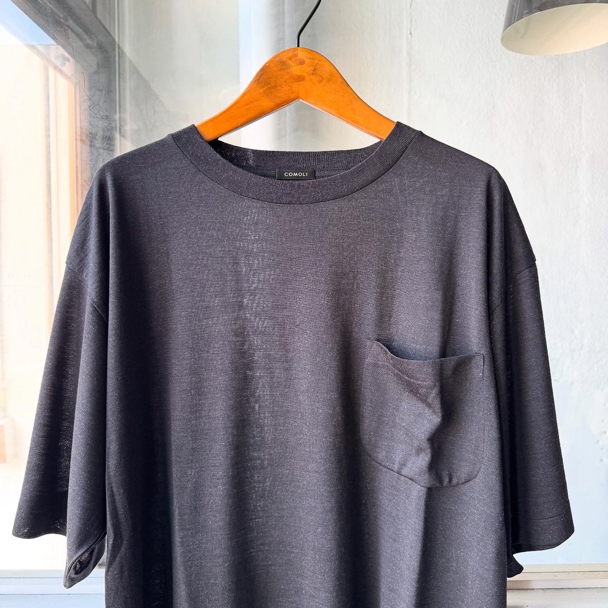 COMOLI◇25SS サマーウール 半袖T 4 BLK B01-05016