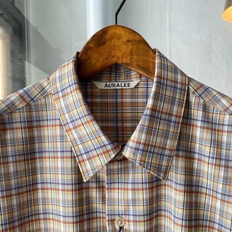AURALEE   WASHABLE SUPER LIGHT WOOL CHECK SHIRTS  A21SS01LC  (mens)