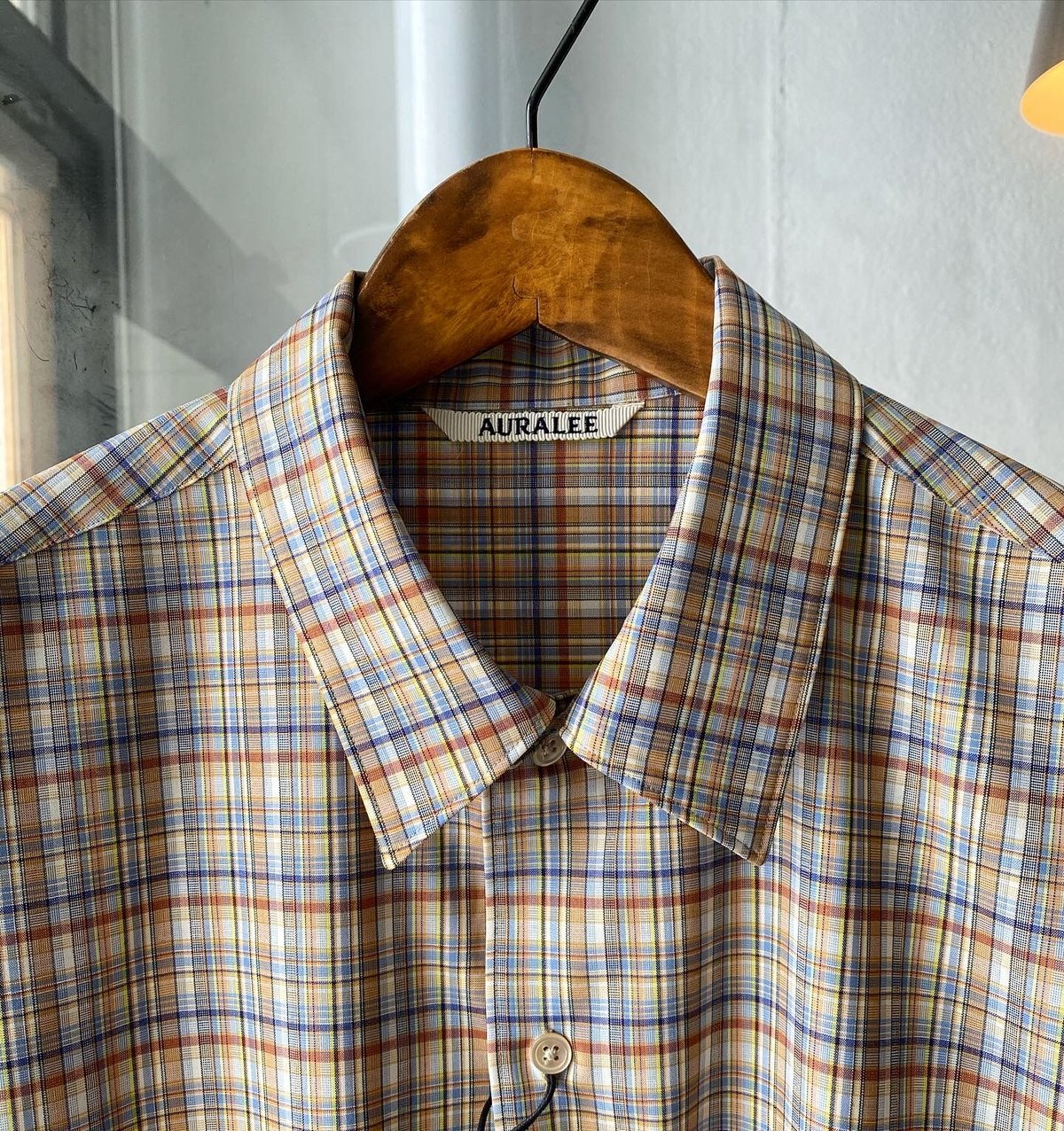 AURALEE WASHABLE SUPER LIGHT WOOL CHECK SHIRT...