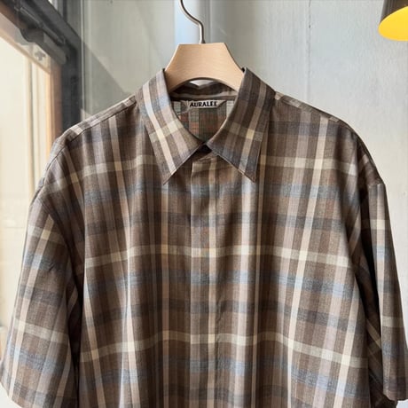 AURALEE　SUPER FINE TROPICAL WOOL CHECK HALF-SLEEVED SHIRT