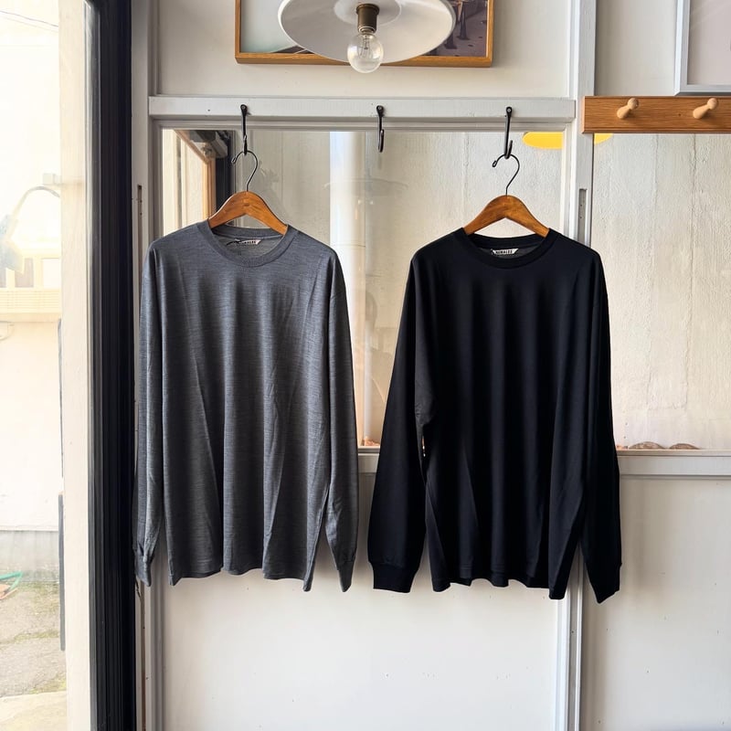 AURALEE WOOL SOFT JERSEY L/S TEE | Less Higash